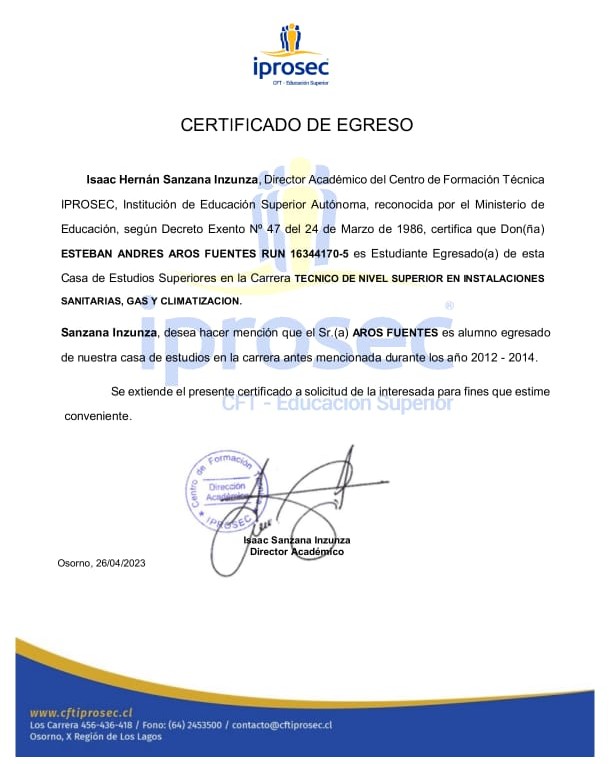 Técnico Superior en Instalaciones Sanitarias, Gas y Climatización